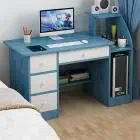 Simple Laptop Computer Desk with Drawer Shelf Office Home Modern Small Desk for Bedroom,Living Room,Office (Blue)