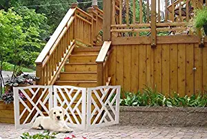 Zoogamo 3 Panel White Wood Crisscross Top Dog Pet Gate - Durable Lightweight Extra Wide Wooden Expandable & Folding Home/Indoor/Outdoor 45" W x 19" H Dog Safety Fence
