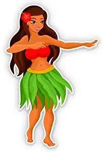 GT Graphics Express Hawaiian Girl Dancing Hula Aloha Hawaii - Vinyl Sticker Waterproof Decal