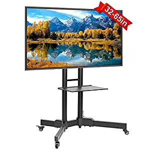 ABCCANOPY Mobile TV Stands for Flat Screens Rolling TV Cart with Wheels and Adjustable Shelf for 32-65 Inch LED LCD OLED Flat Screen, Plasma TVs TV Monitors